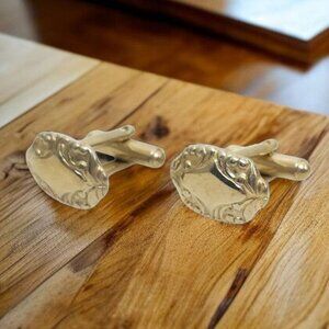 Swirled Scroll Cufflinks Silver Tone Men Vintage MCM Jewelry Accessory